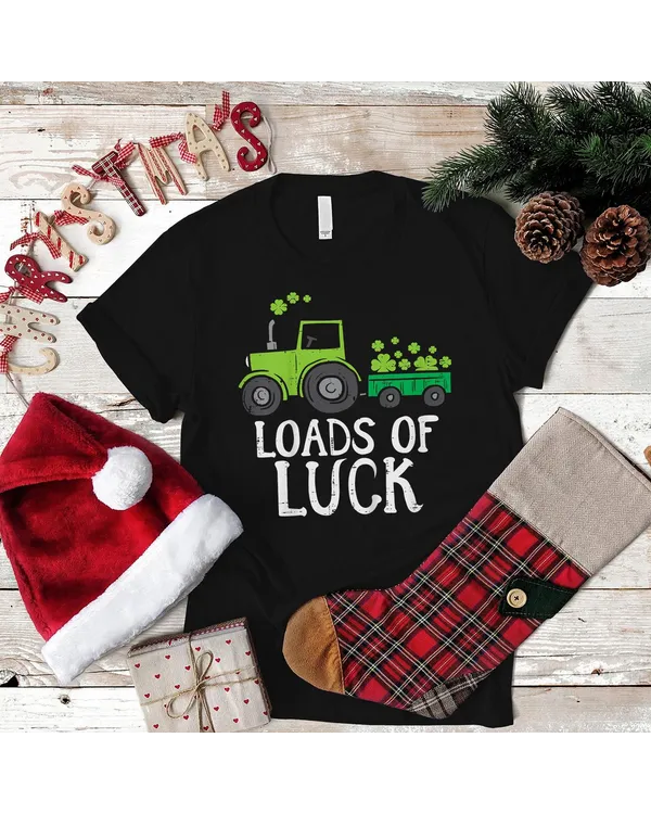Kids Loads Of Luck Tractor Toddler Boys St Patricks Day Kids Shirt
